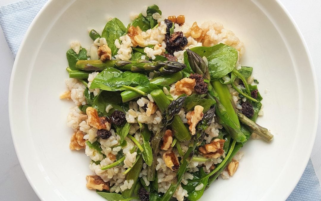 Brown Rice Salad with Asparagus and Walnuts