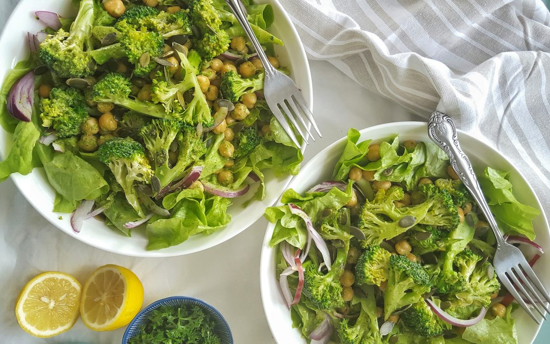 Chickpea & Broccoli Salad With Parsley Pesto