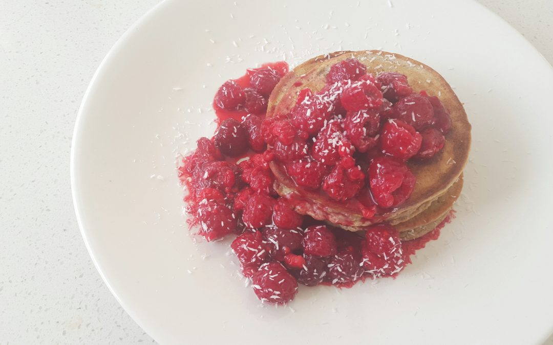 Raspberry & Coconut Protein Pancakes