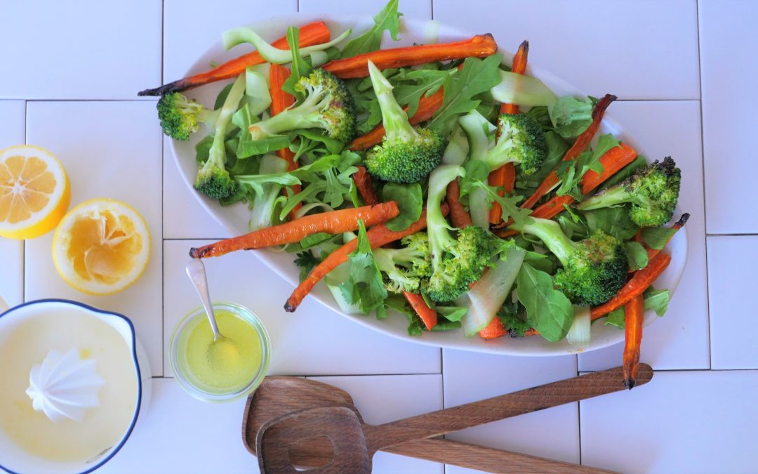 Liver Loving Green Salad With Roasted Carrots